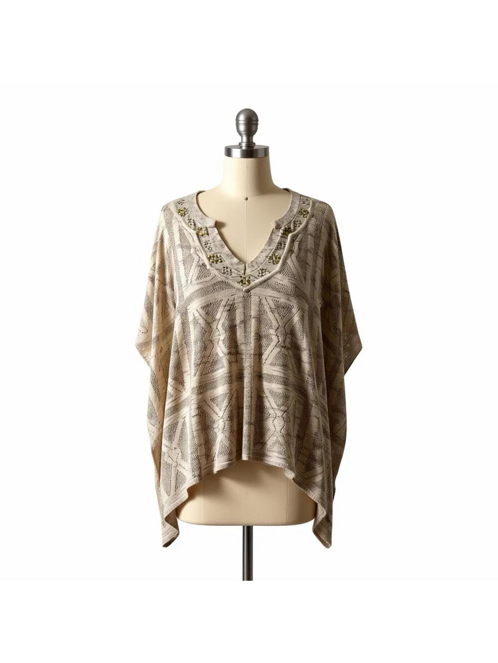 White House Black Market Beige Poncho Sweater Size M